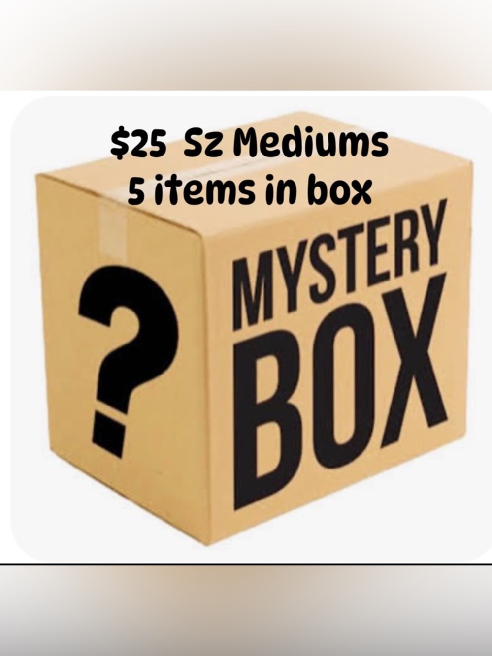 Mystery Box - Medium Sized Items - Tan Box with Black Print